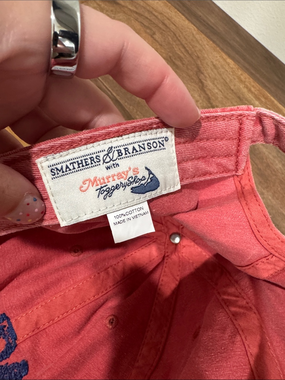 Smathers & Branson Washed Coral ACK baseball cap - Picture 3 of 3